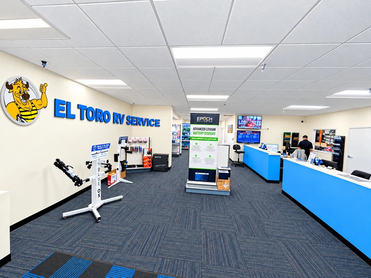 Customer lobby and service counter at El Toro RV Service in Orange, CA