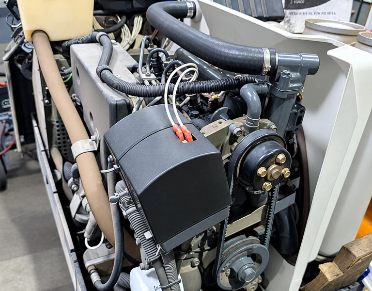 RV generator removed from its compartment for service at El Toro RV Service